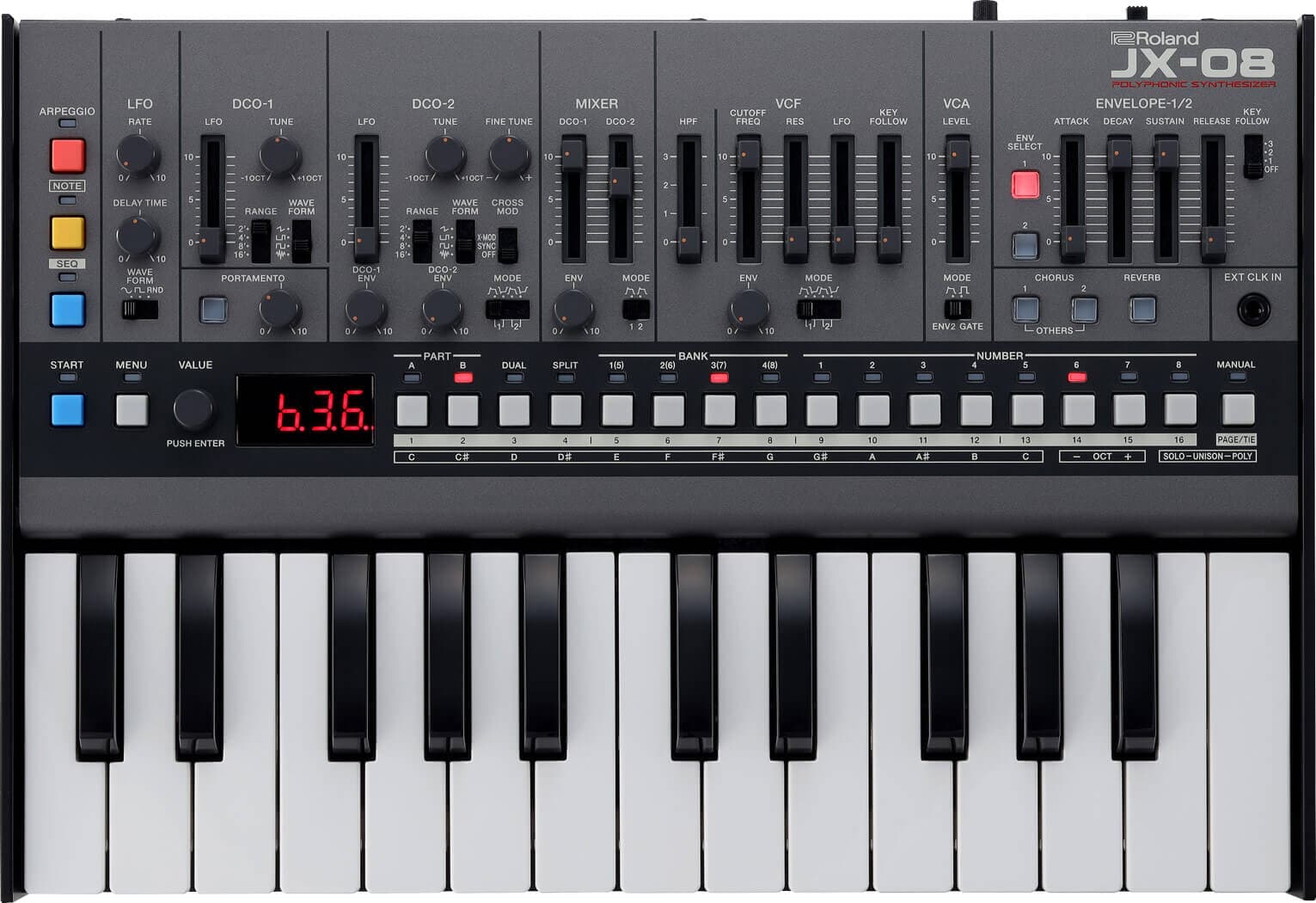 Roland JX-08 - 名機「JX-8P」をコンパクトな筐体に凝縮したアナログ