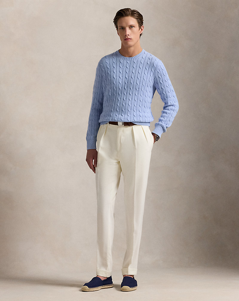 Cable-Knit Cotton Crewneck Sweater