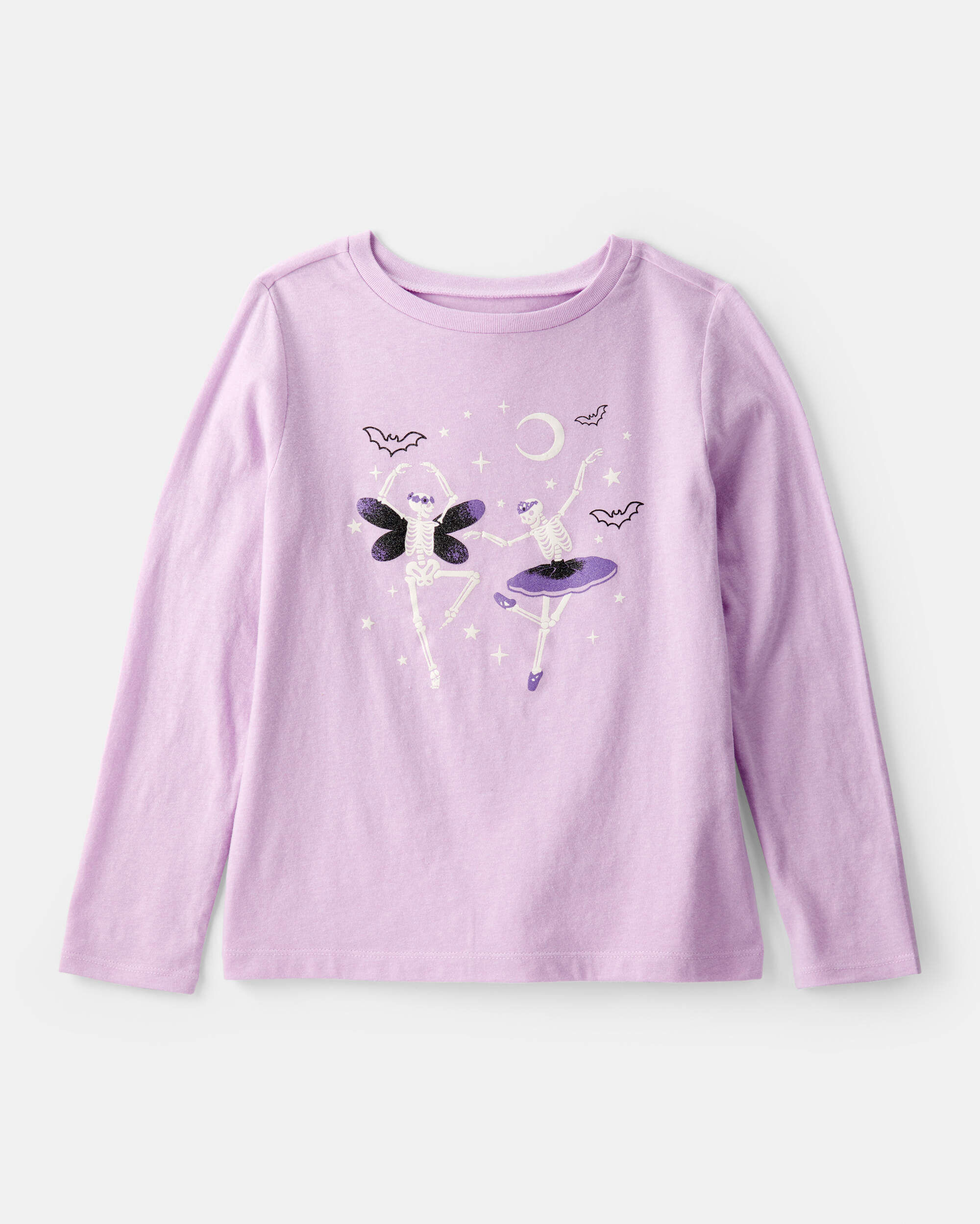 Girls Skeleton Long-Sleeve Graphic Tee - Purple | Carter's