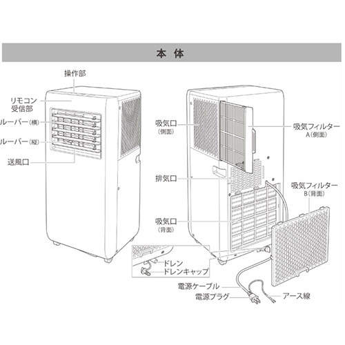 よろずやマルシェ本店 | HIRO ポータブルスポットクーラー 8畳 工事