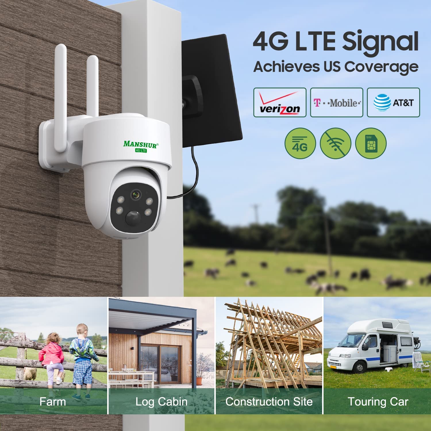 4G LTE Solar Security Camera — No Wi-Fi Required, 360° PTZ, 2K