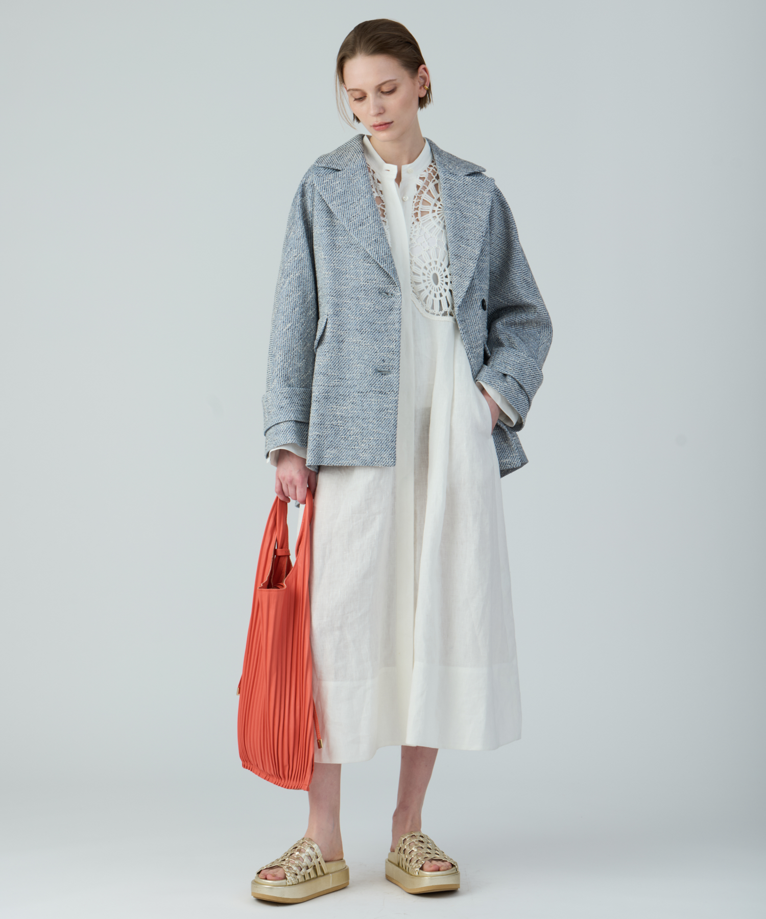 ミックスツイードケープライクコート ｜ハウス オブ ロータス＜HOUSE