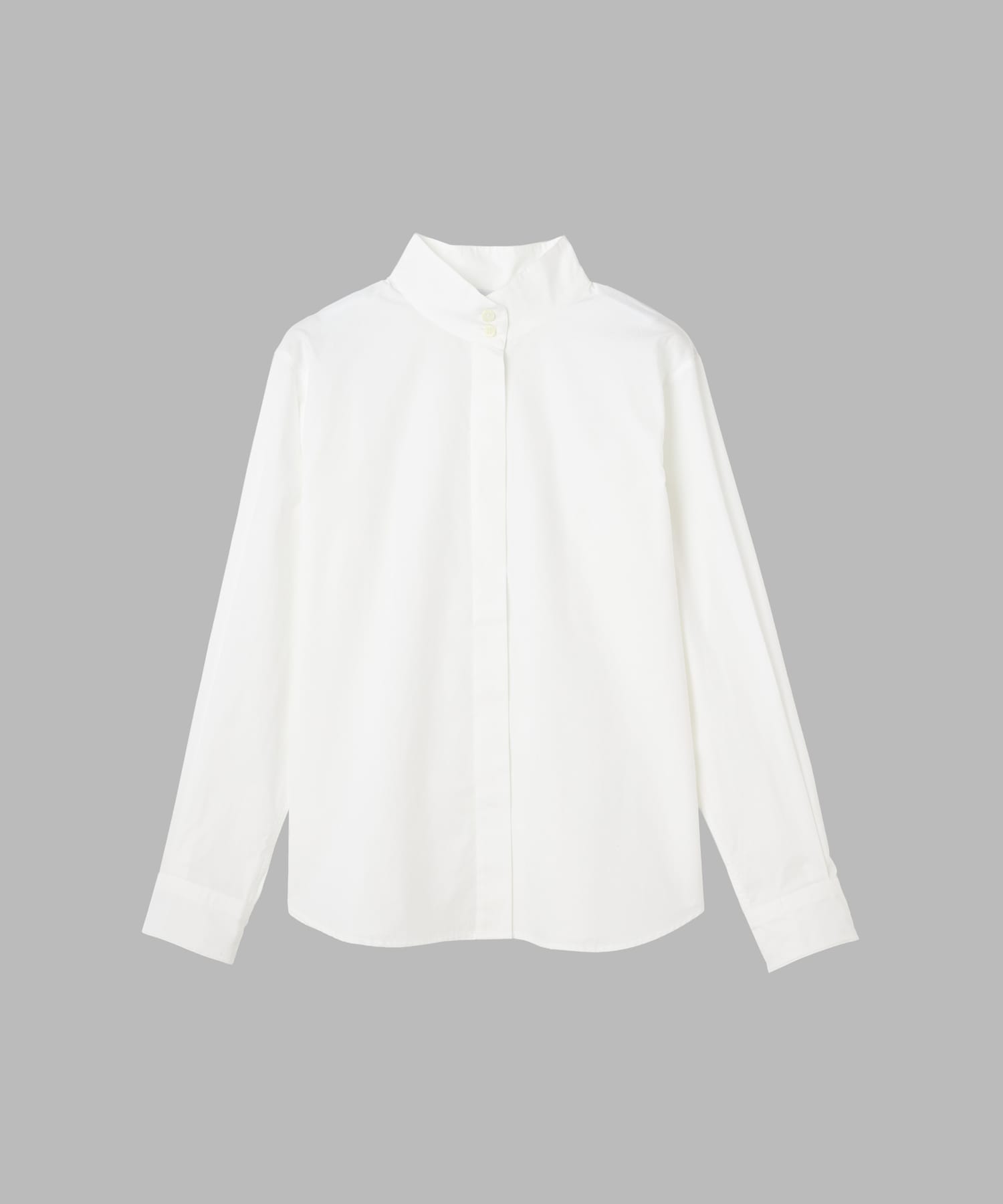 コットン ポプリン スタンドカラー ブラウス 