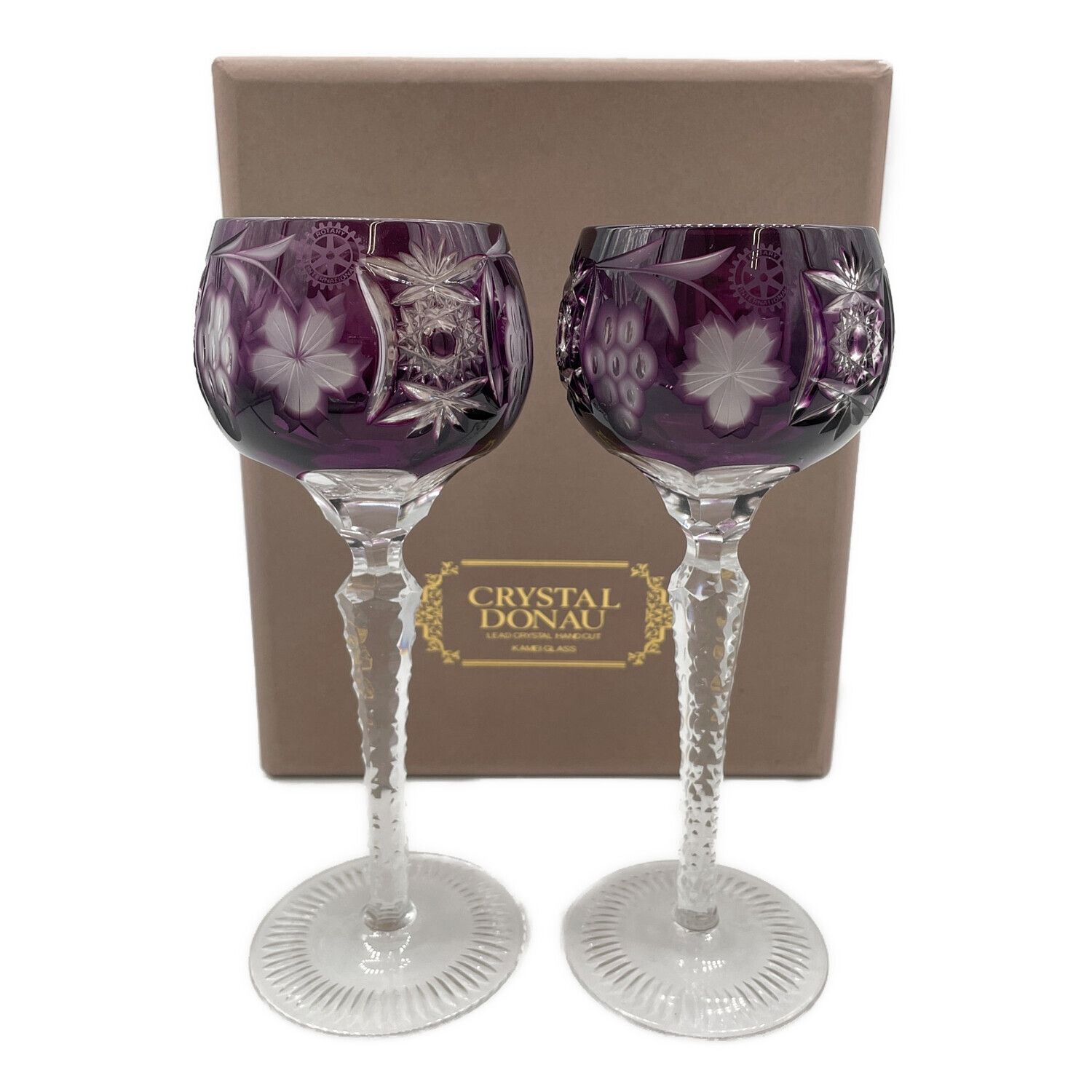 のわ 旧東独製 カメイガラス 被せ切子 クリスタルドナウ ペアグラス 旧