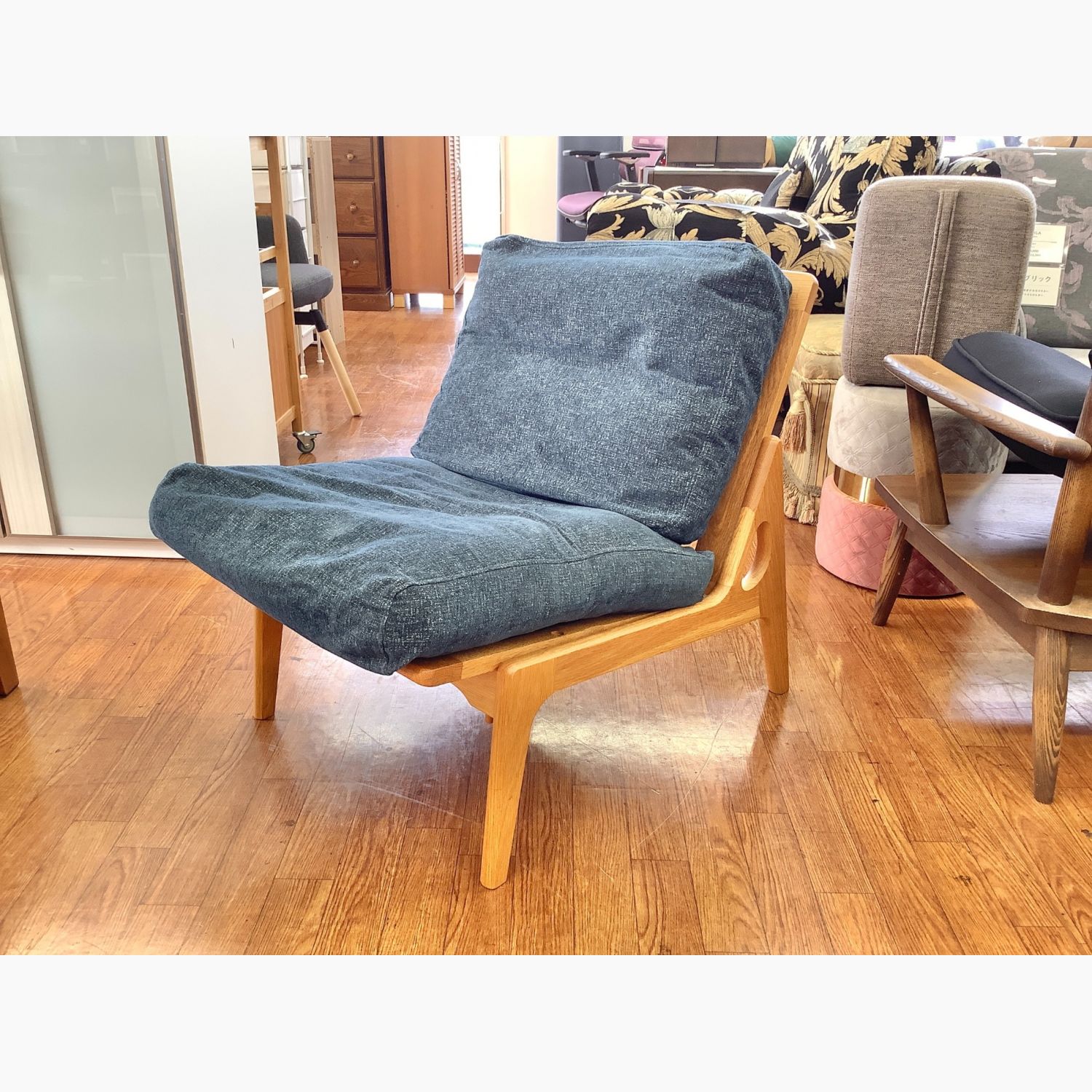 MARUNI60 (マルニ60) 1人掛けソファー ナチュラル×ネイビー アームレス