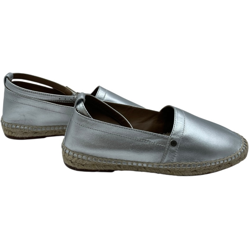 エルメス HERMES エスパドリーユフラットシューズ シルバー レザー