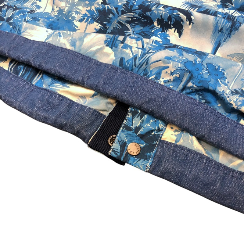 モンクレール MONCLER TRIONPHE ボタニカル柄ブルゾン ブルー ナイロン