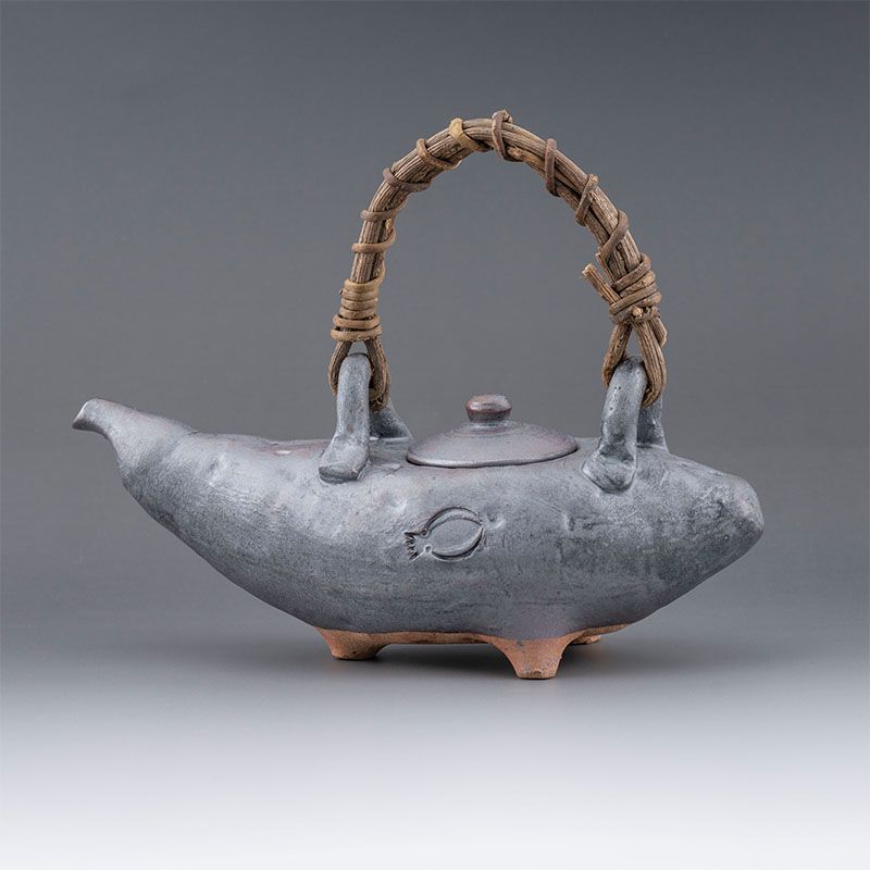 故島武巳】南蛮焼.穴窯.希少品.焼締め按瓶と湯呑みのセット 島 武己