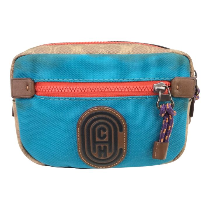 COACH コーチ ウエストポーチ シグネチャー 76157 ブルー×ベージュ