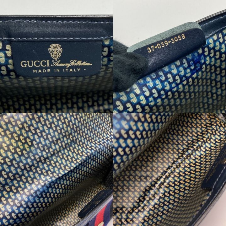 GUCCI グッチ オールドグッチ シェリーライン セカンドバッグ ネイビー