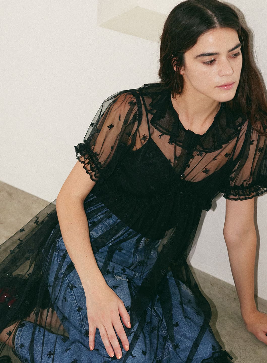 COEL Online Storeバックオープンレースキャミソール(F ホワイト): TOPS