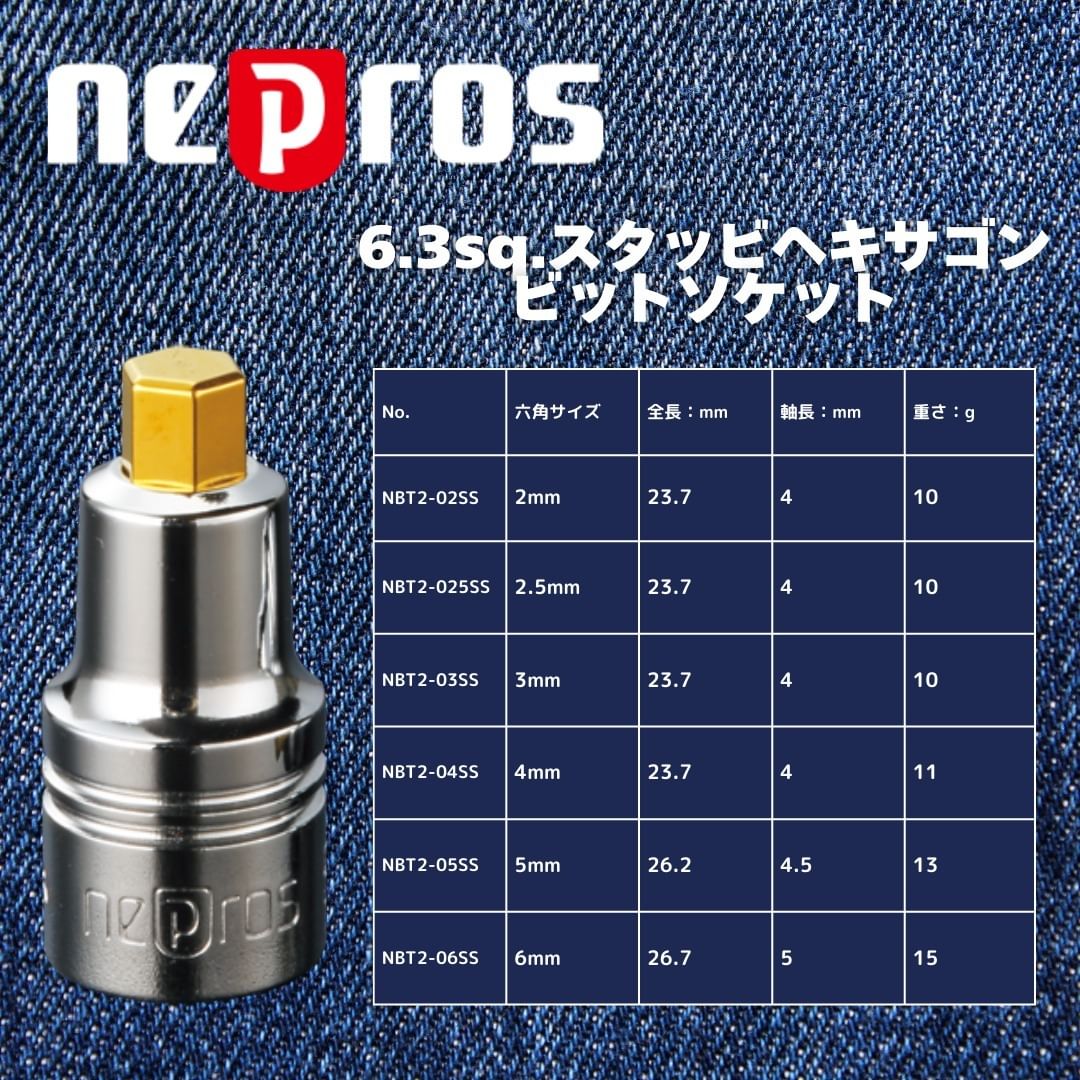 ネプロス 1/4SQ スタッビヘキサゴンソケットセット（6コ組