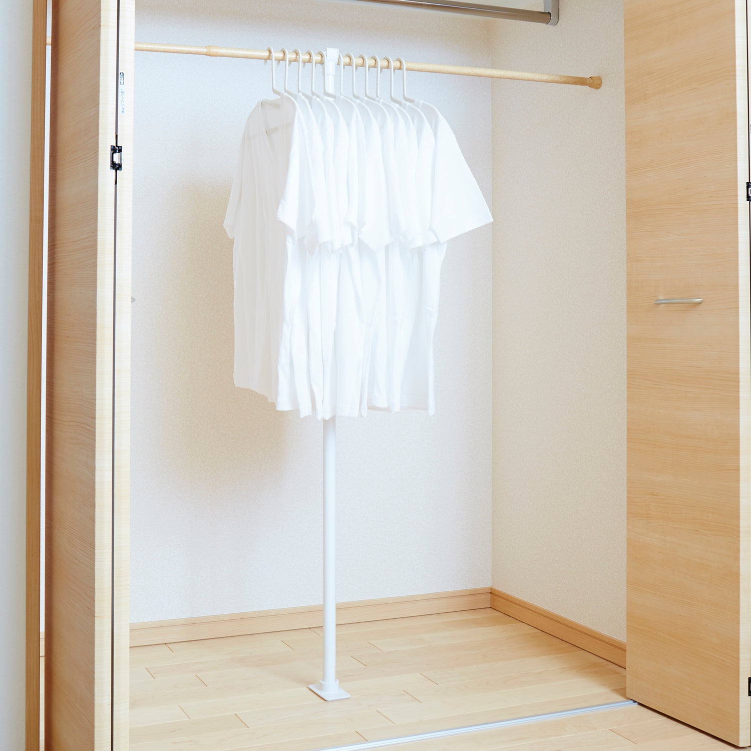 クローゼット用強力支え棒 ホワイト 高さ110〜190cm 外径34mm以下対応