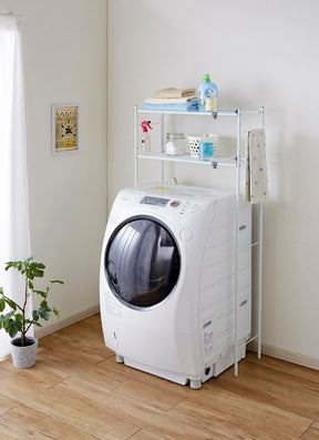 伸縮ランドリーラック タオル掛け付き ホワイト 幅58〜80cm TLR-1