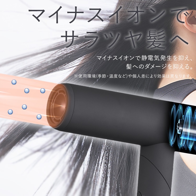 MiCOLA マイナスイオンドライヤー 折り畳み式 HDR-M401-H ダークグレー