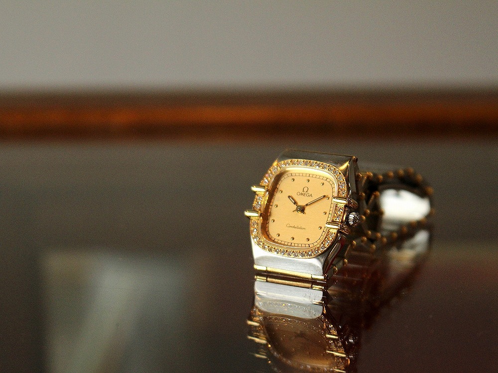 オメガ/コンステレーション/スクエアケース/ダイヤベゼル/YG×SS