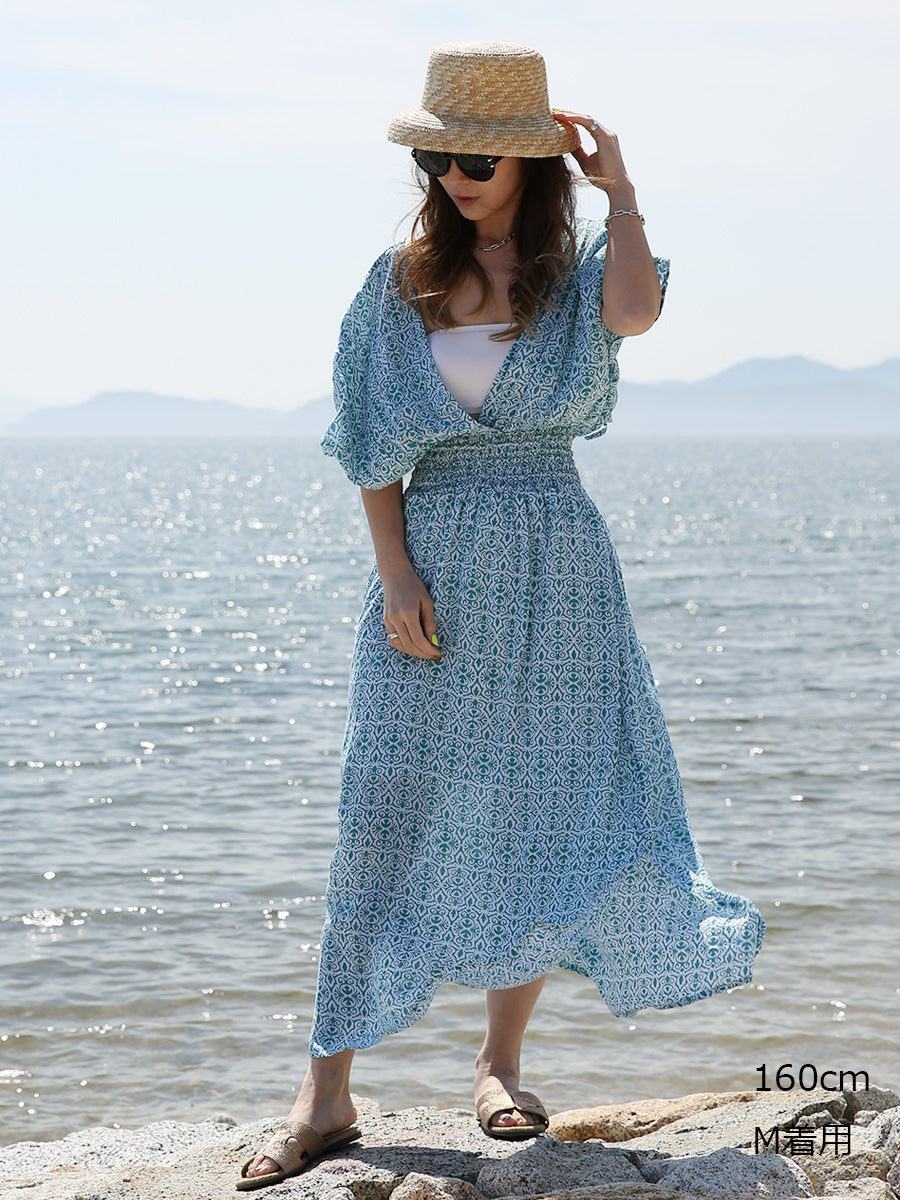 LAUT BLUE(ラウトブルー)サントリーニパゴスマキシワンピース