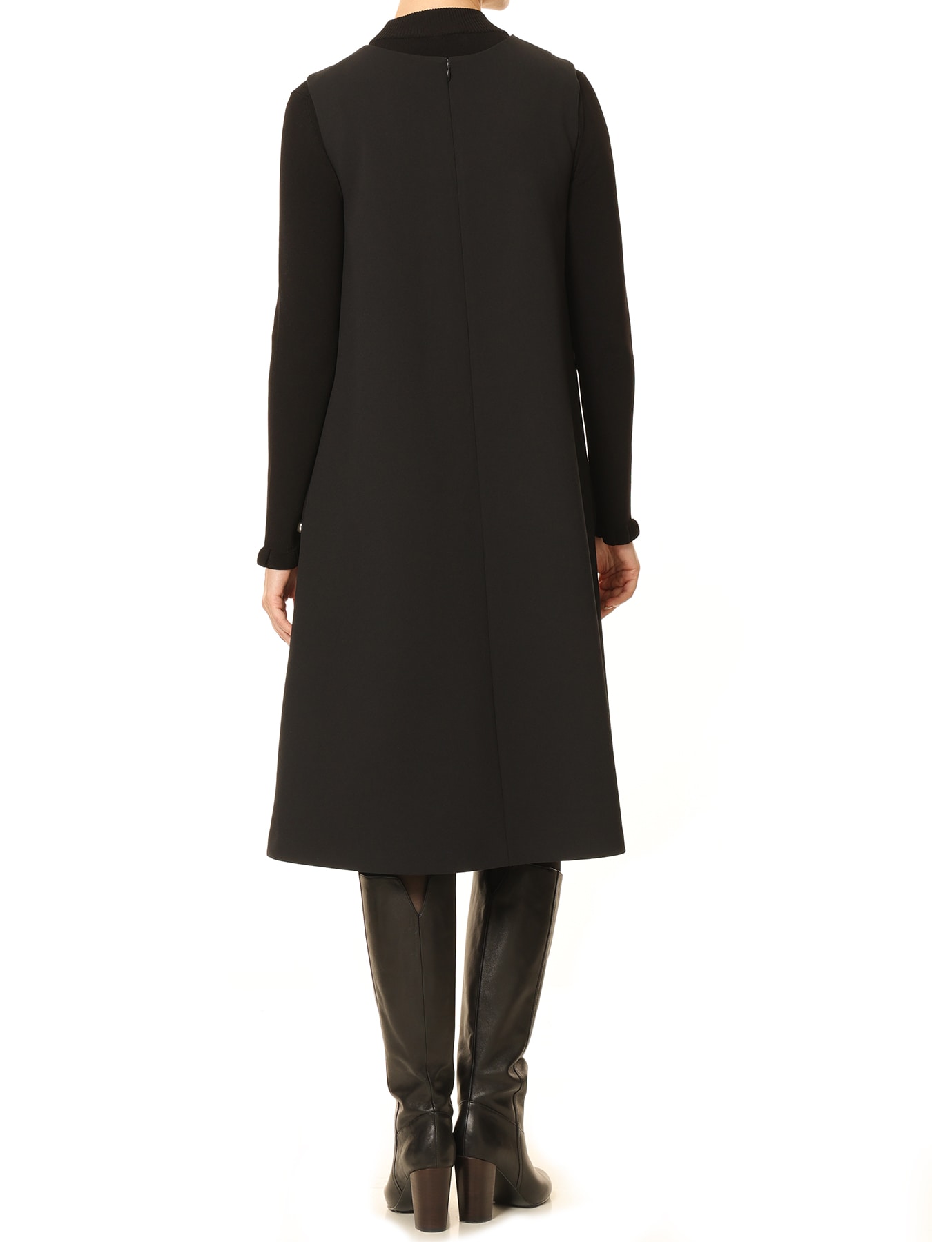 Mプルミエ ニットジョーゼットサイドパールボタンジャンパースカート