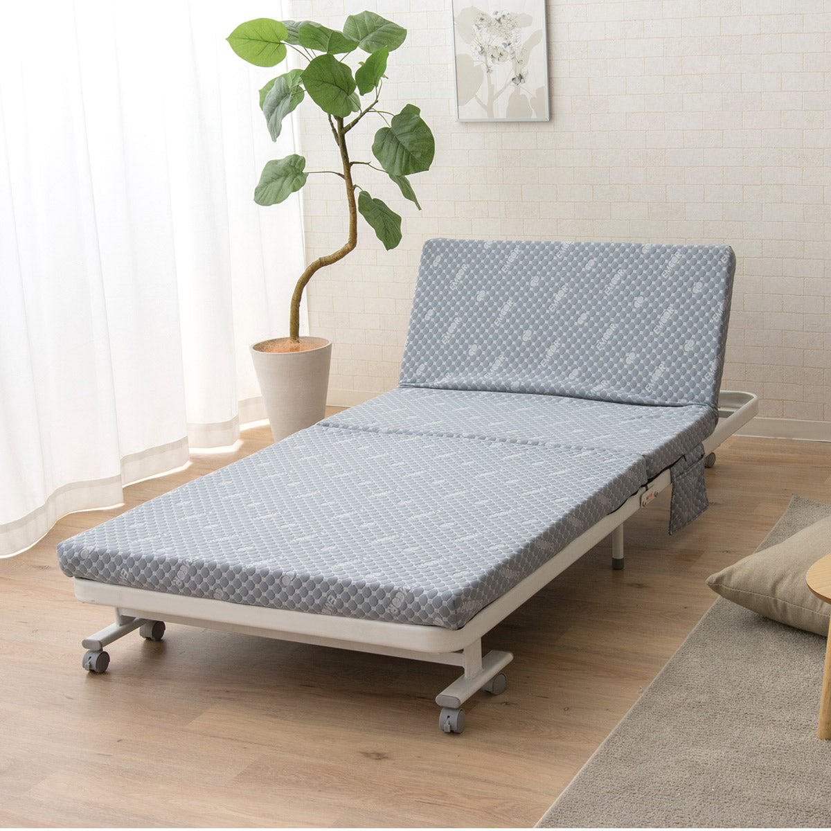 組立不要 折りたたみベッド 「メホール」 セミダブルサイズ | 寝具