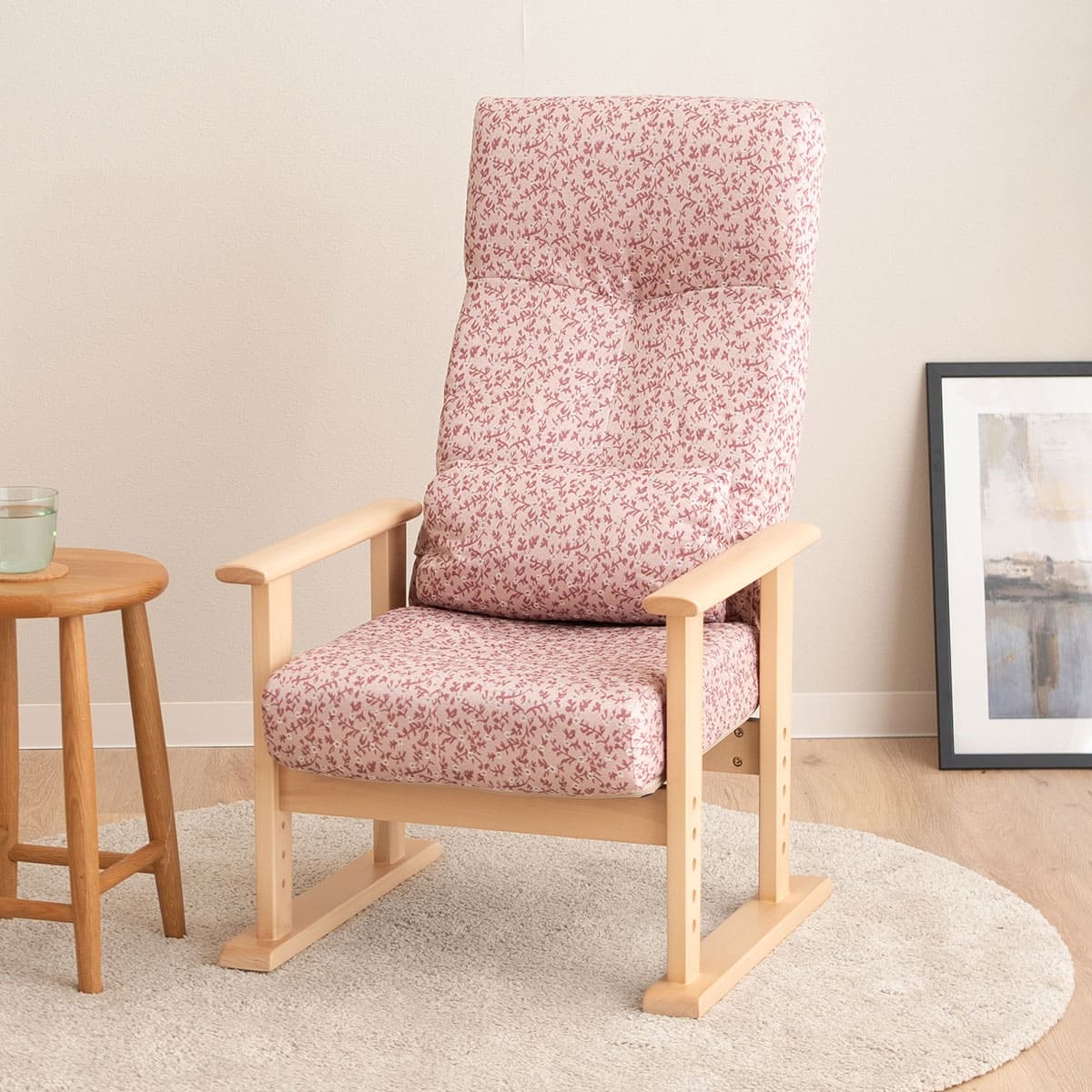 高座椅子 リクライニングチェア きらく レバータイプ 高さ調節可能