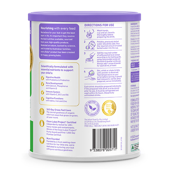 Bubs バブズ オーガニック粉ミルク 800gステップ3 4缶セット Bubs