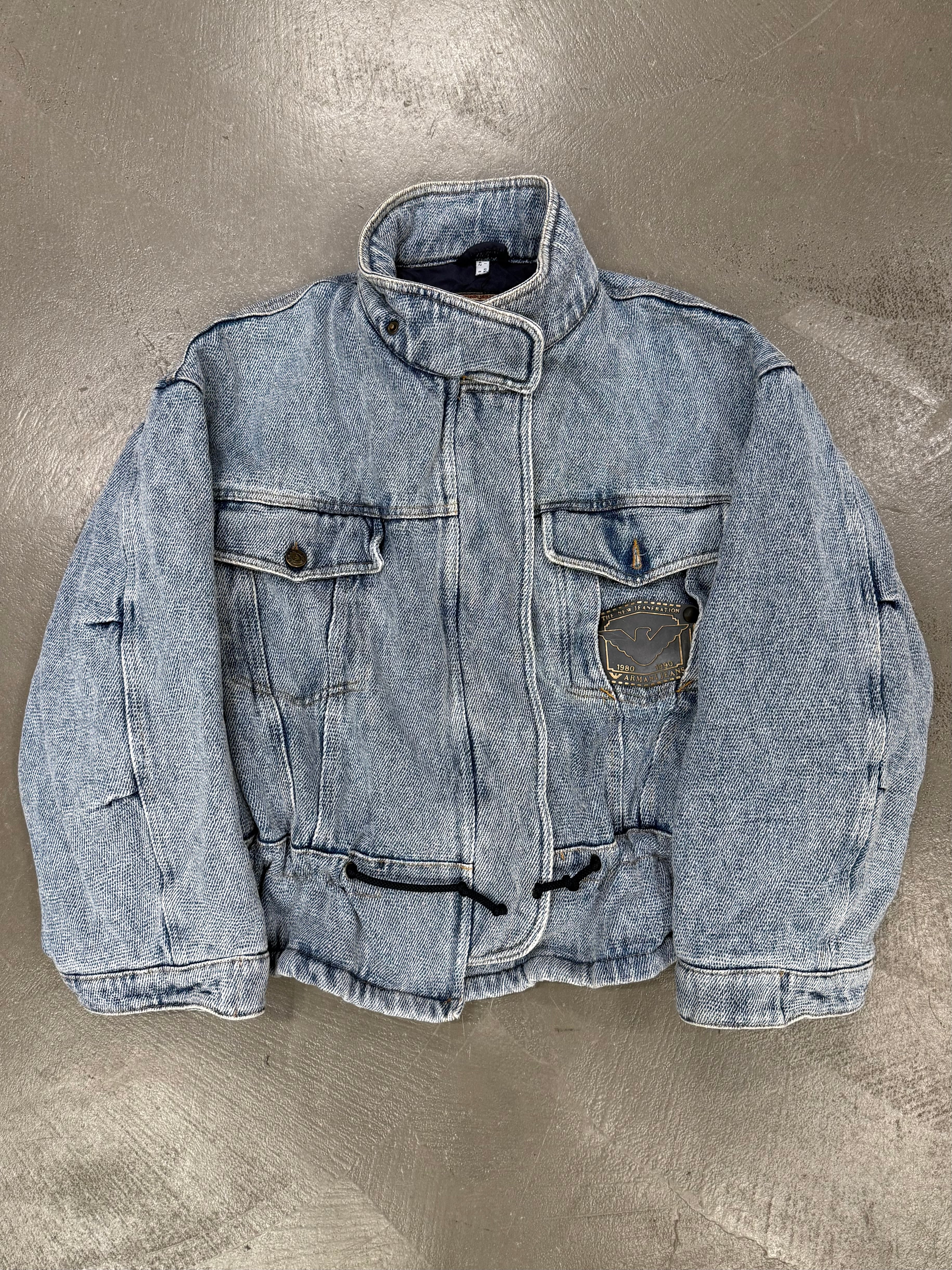 1980s Armani heavy boxy denim padded jacket