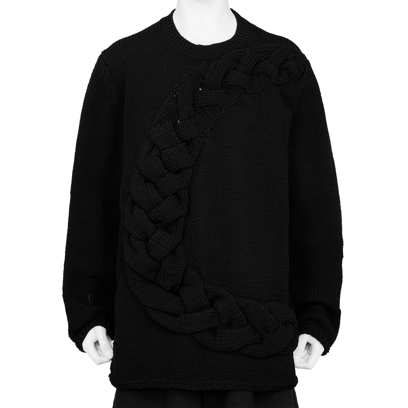 CABLE CREW NECK KNIT BLACK - COMME des GARÇONS HOMME PLUS(コム デ