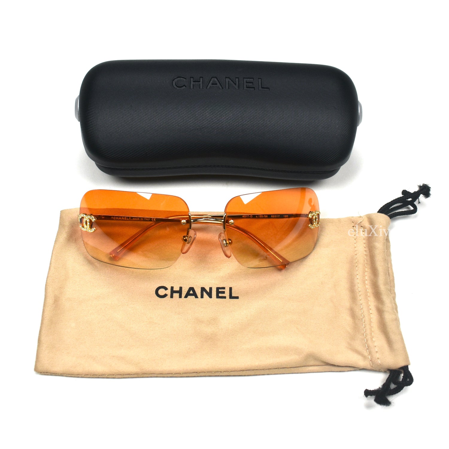 Chanel - Vintage 4017-D Crystal Logo Rimless Sunglasses – eluXive