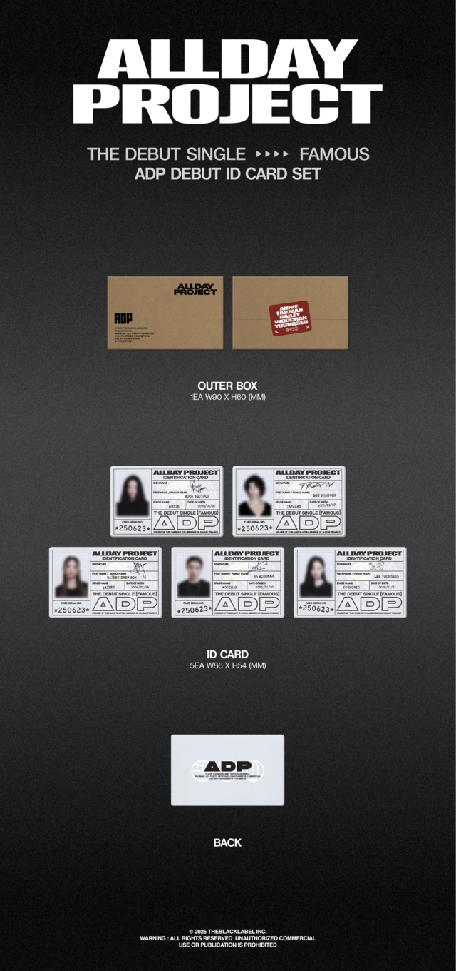 ALLDAY PROJECT DEBUT ID CARD SET - 'FAMOUS' OFFICIAL MERCH