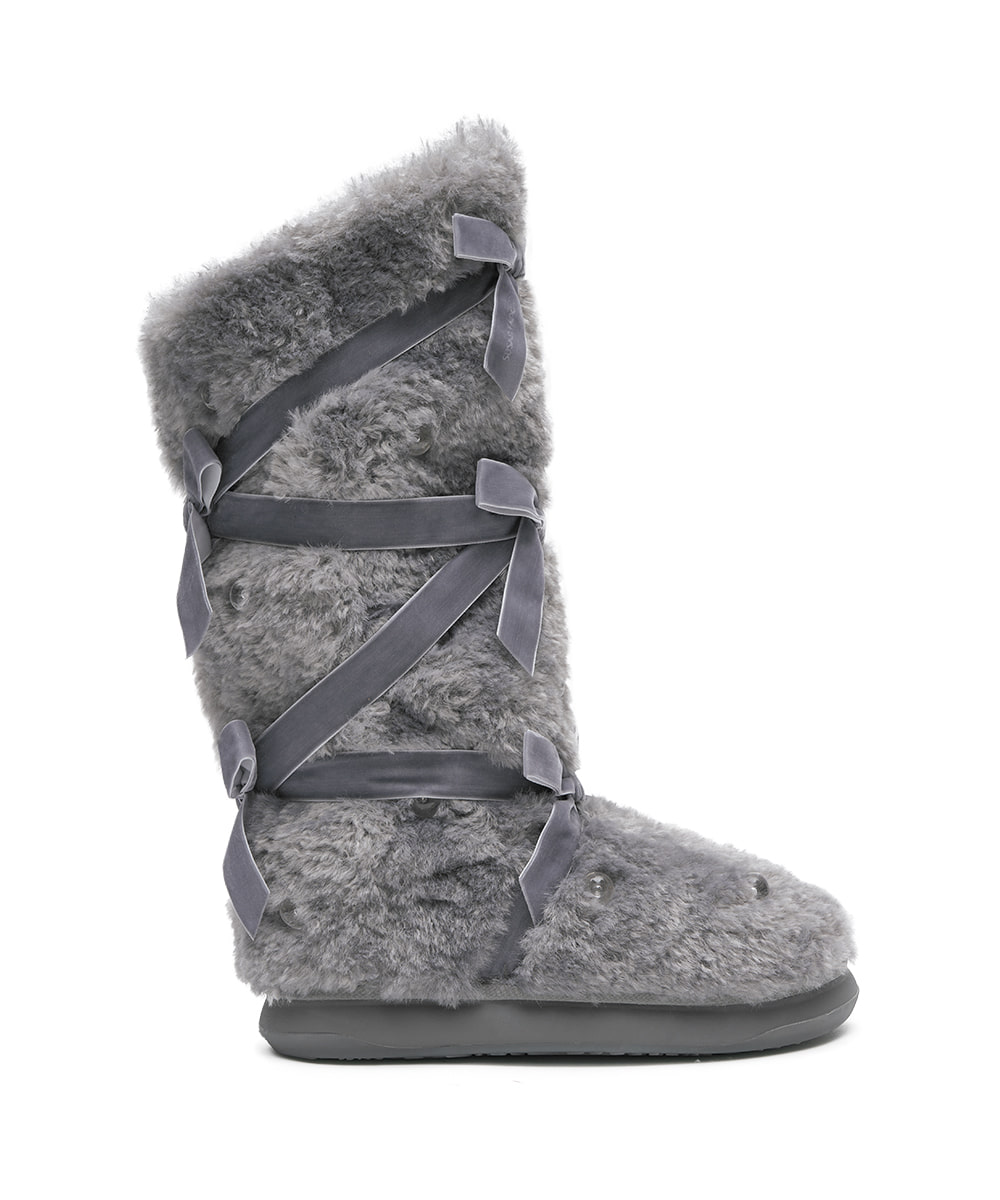 X SUSAN FANG] FURRY LONG BOOTS - GREY | ROCKFISH WEATHERWEAR