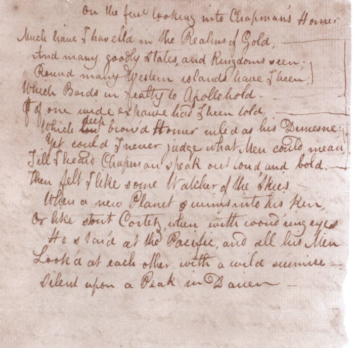 John Keats Original Manuscripts Of Poetry & Letters