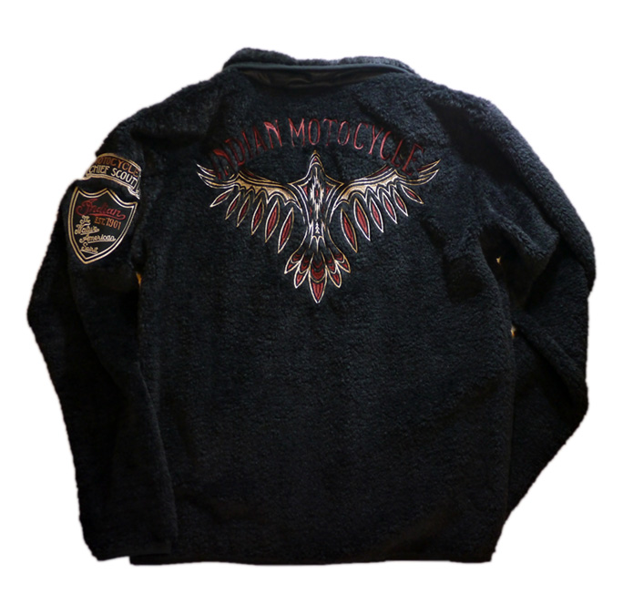 indian motocycle ネイティブバード 刺繍 ボア ジャケット