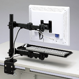 液晶モニターアーム(耐荷重8kg・水平可動・キーボード台付き) CR-LA601