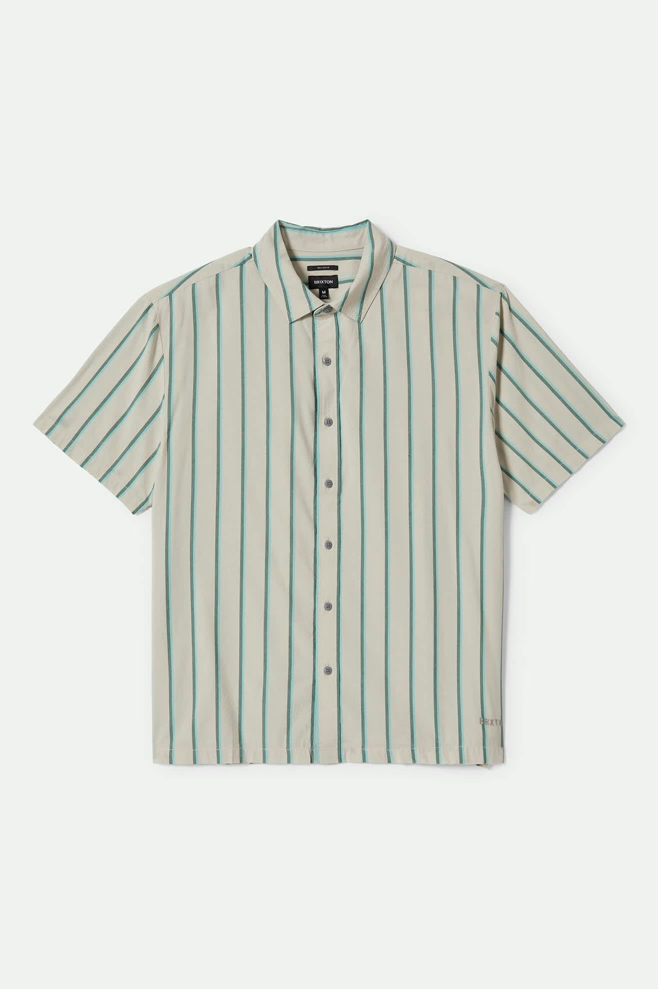 Men's CRU Stripe Relaxed S/S Shirt in Beige/Pine Needle/Aquatic