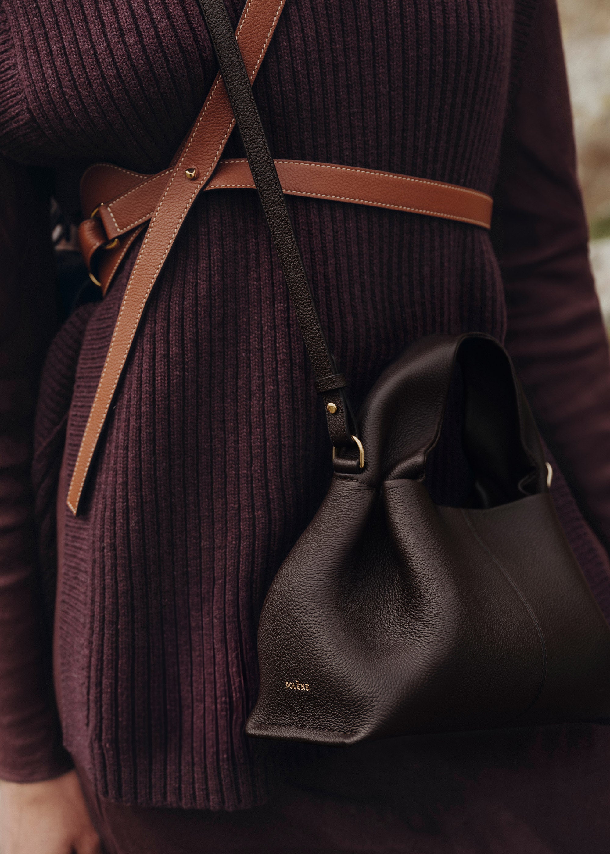 Polène | Bag - Numéro Neuf Mini - Textured Ebony – Polène EU