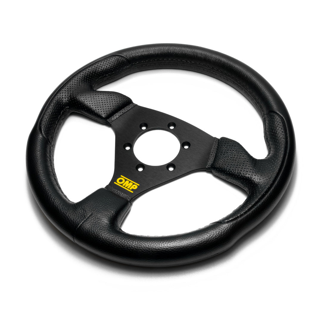 OMP Trecento Uno Steering Wheel - Black Polyurethane Black Spokes 300m