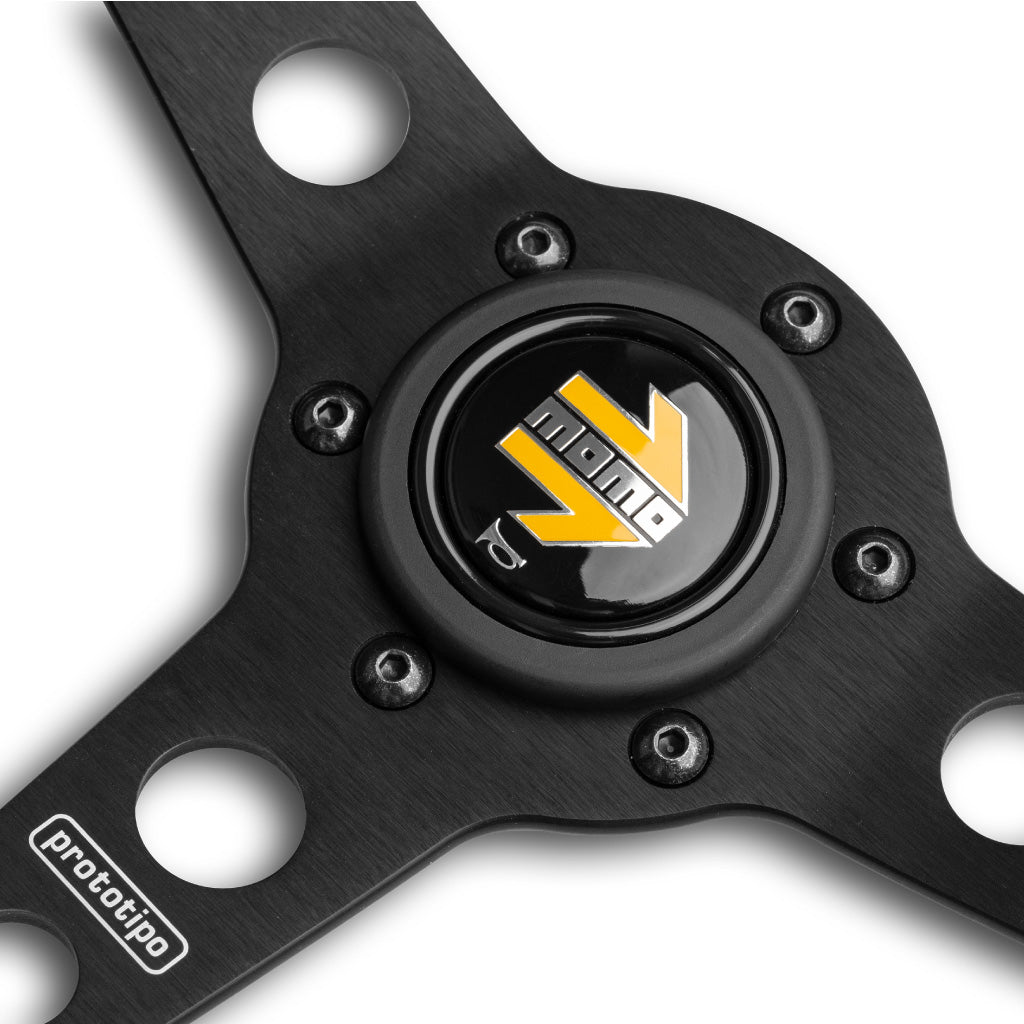 MOMO Prototipo Steering Wheel - Black Leather Black Spokes 350mm