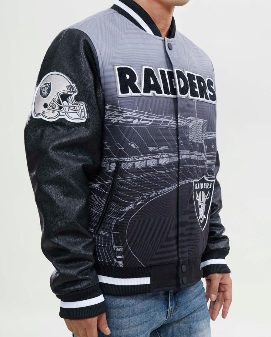 Las Vegas Raiders Pro Standard Remix Full-Zip Black Varsity Jacket