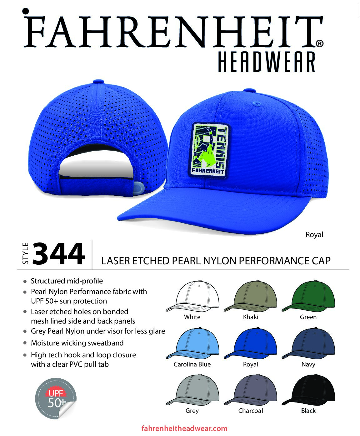 344 LASER ETCHED PEARL NYLON PERFORMANCE CAP - Fahrenheit Headwear