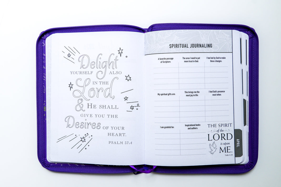 2026 NKJV 16-Month Scripture Planner, Zippered Leathersoft, Purple