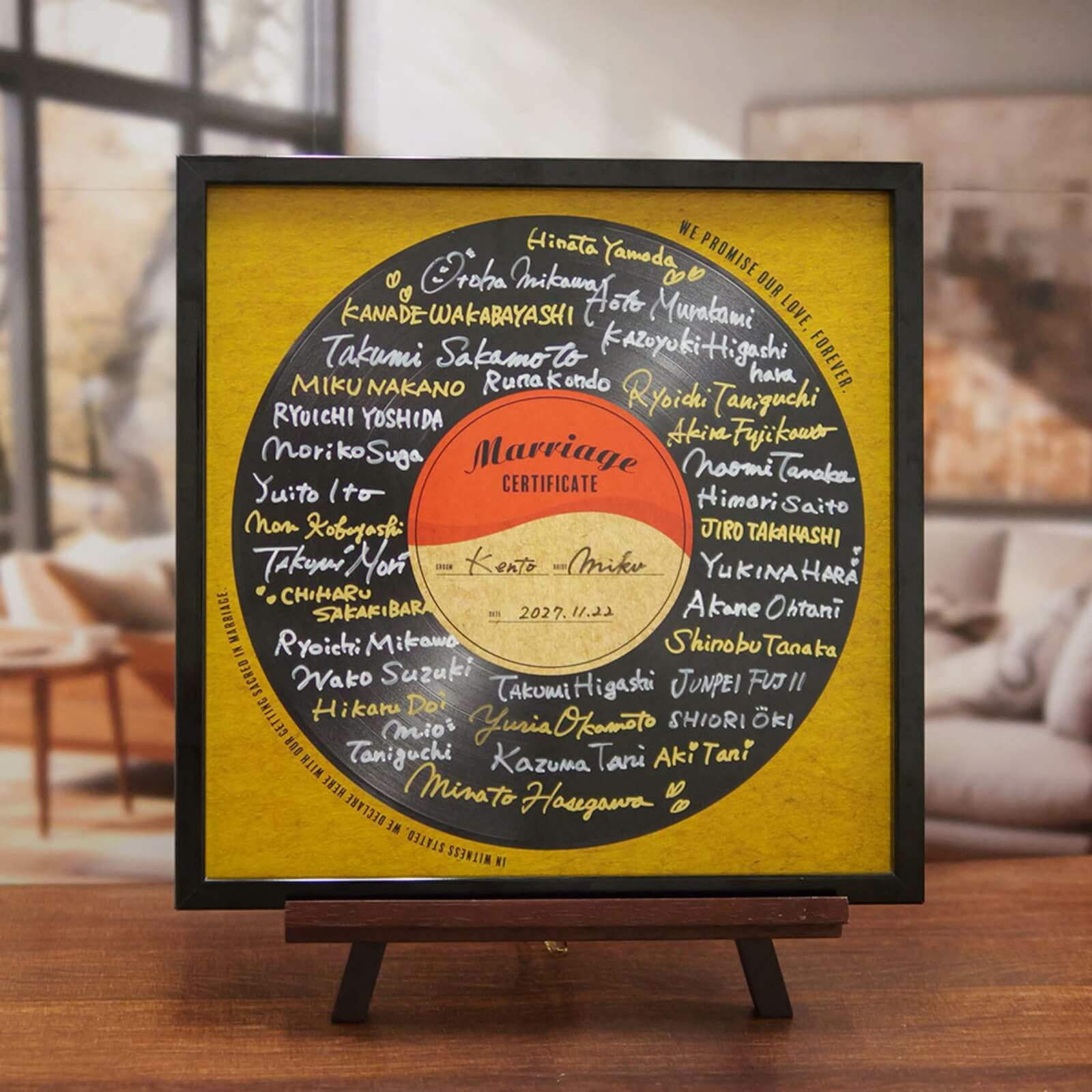 ゲスト署名で作る》レコード風イラスト結婚証明書 ｜結婚式アイテムの