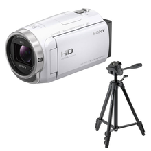 レンタル] ソニー ビデオカメラ HDR-CX680(ホワイト) ＆ 自立脚付き一