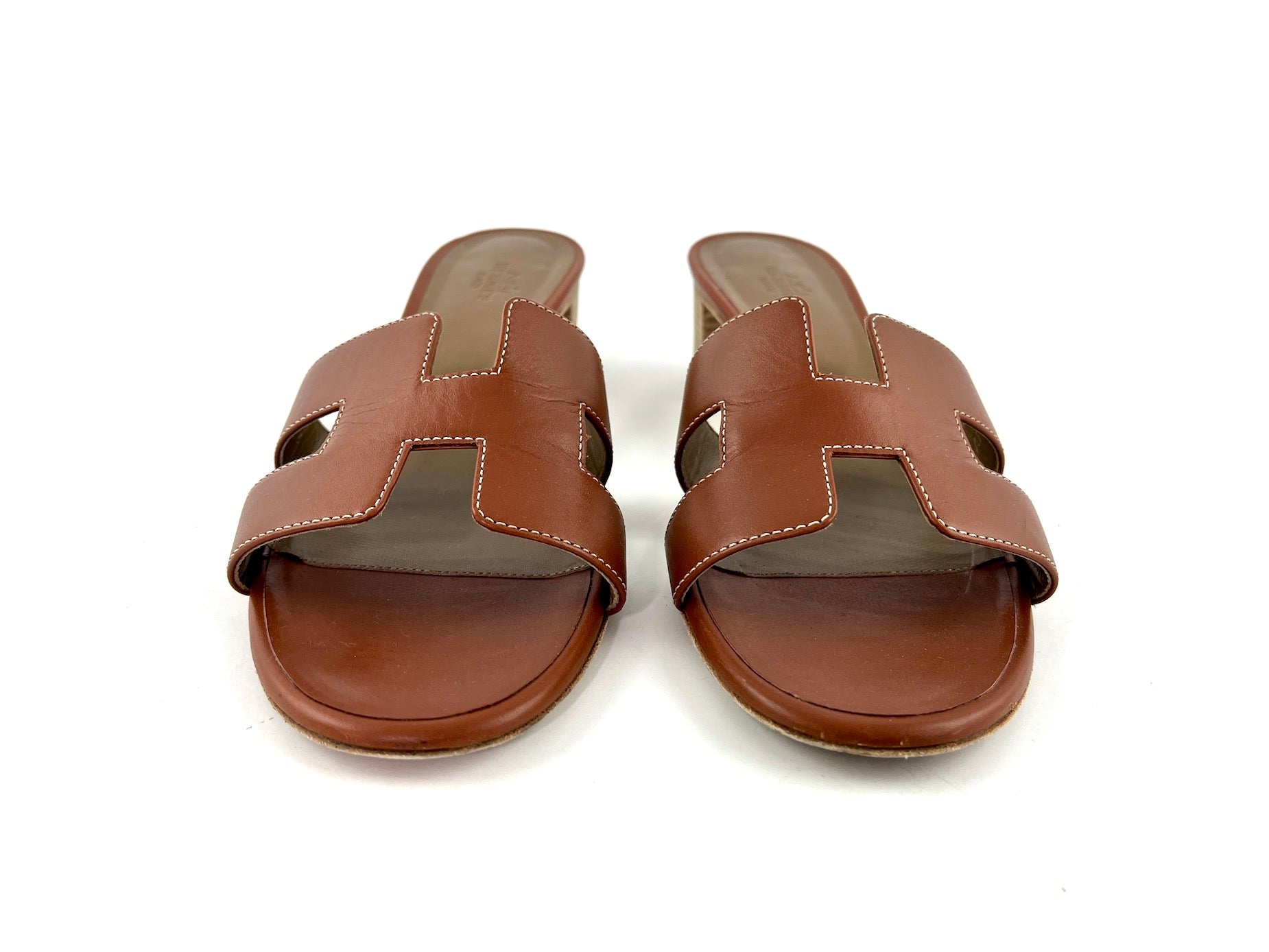 HERMES Gold Leather Oasis Slide Sandals 41 – Fashion Reloved