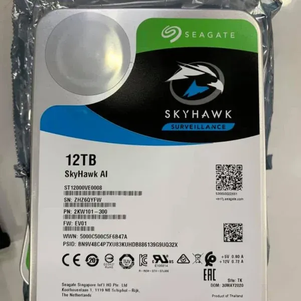 Seagate SkyHawk AI ST12000VE0008 | 12 TB Cache Size-256MB | SATA 6