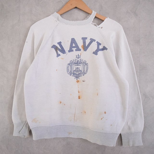 60's U.S.NAVY 染み込みプリント 2トーンスウェット60年代 ミリタリー