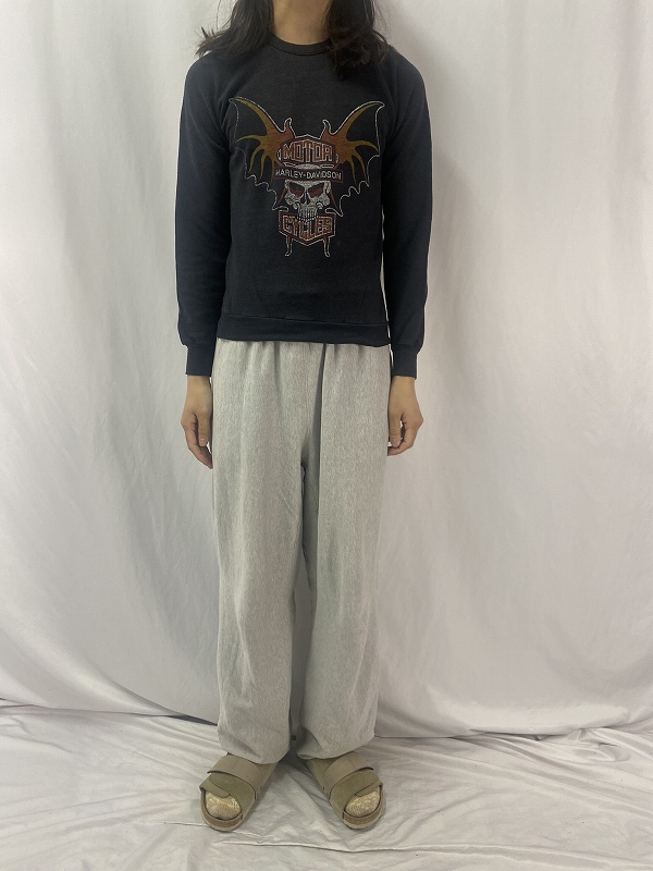 80年代 80s ハーレーダビッドソン ブラック 黒 スカルウィング 骸骨