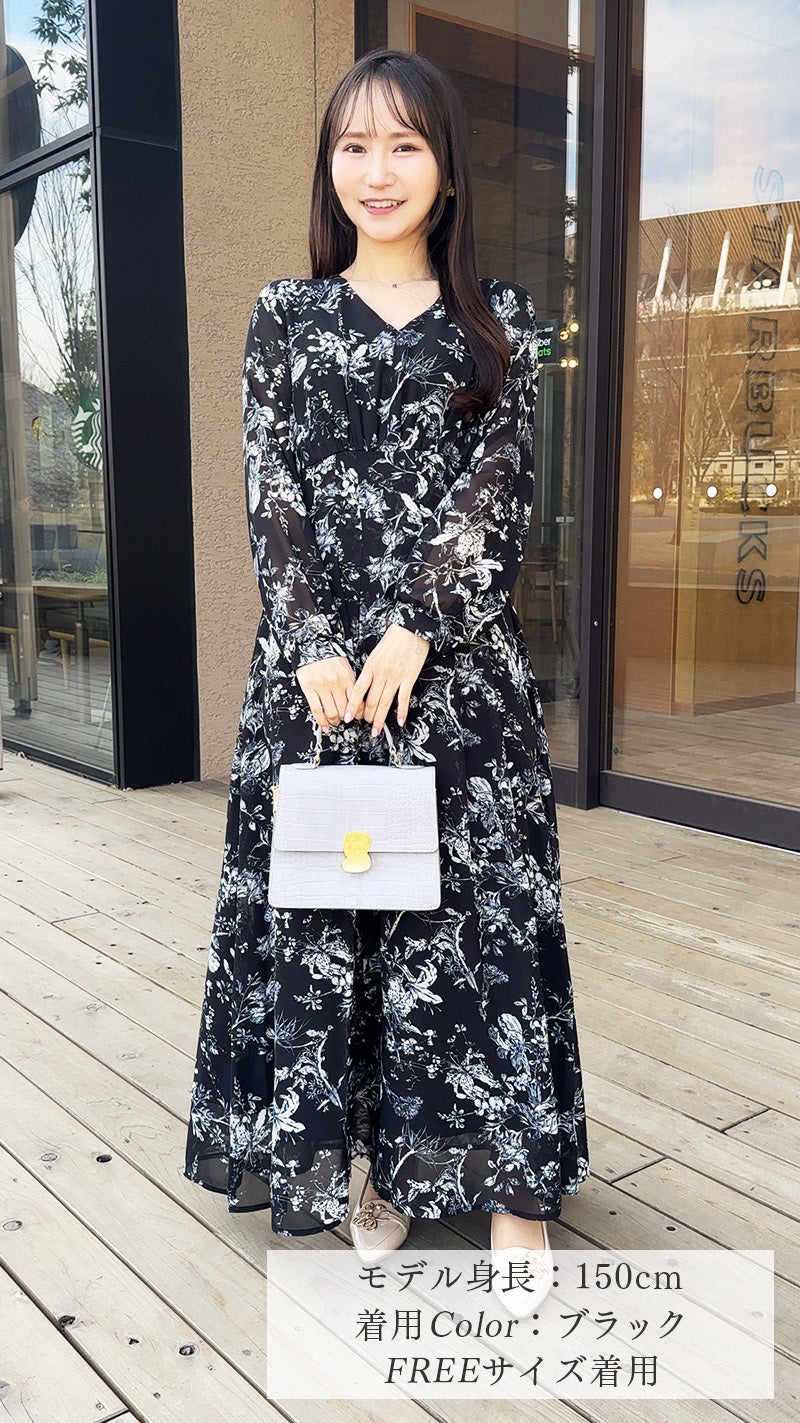 ワンピース花柄シフォン 長袖 フェリーシェル fch321-0770 – FEERICHELU