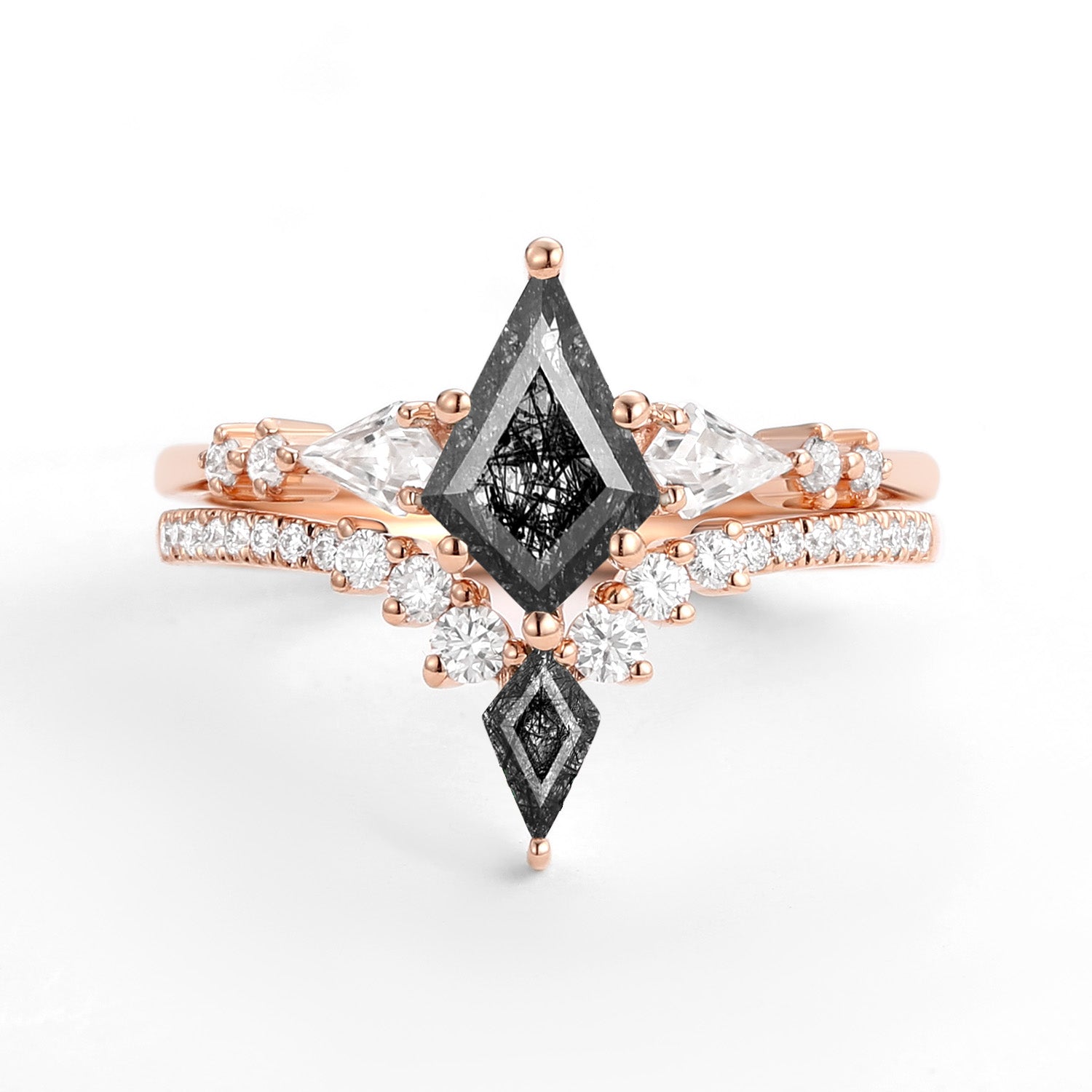 Twin Flames - Women Kite Moss Agate Wedding Ring Sets 2pcs