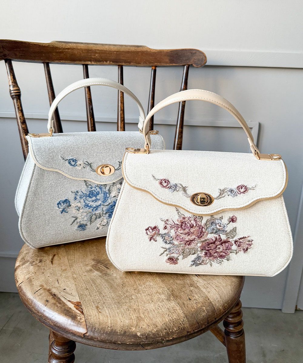 ローズ刺繍フラップハンドバッグ/an another angelus [57BC05a002] | F