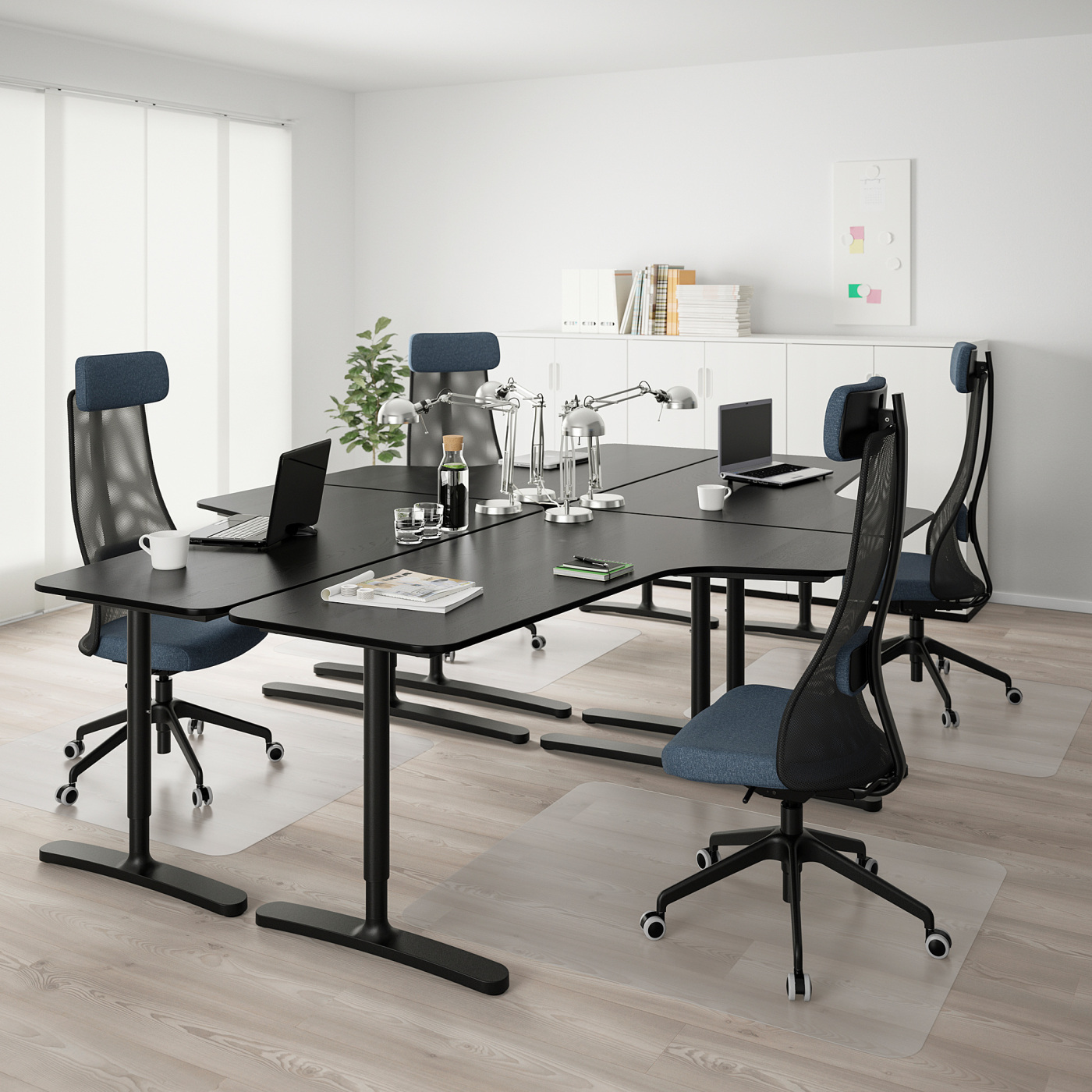 BEKANT desk combination black stained ash veneer/black - IKEA